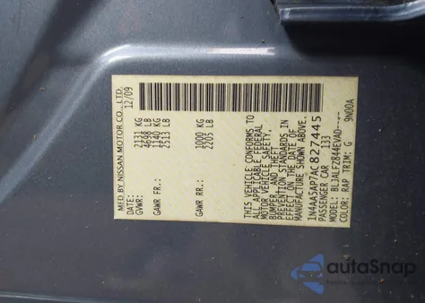 2010 Nissan Maxima 3.5 Sv z USA, uszkodzony, nr VIN 1N4AA5AP7AC827445